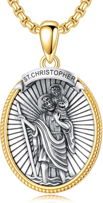 LEECCl Men's Necklaces 925 Sterling Silver Thors Hammer/Cross of Thorns/Bible/St. Michael Gothic pendant Religious Jewelry for Men Father