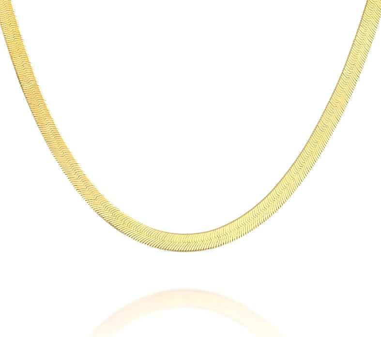 PAVOI 22K Gold Plated Chain Necklace For Women | Italian Solid 925 Sterling Silver Necklace for Men | Cuban Link, Rope, Snake & Rope Diamond-Cut Herringbone | Trendy Unisex Jewelry