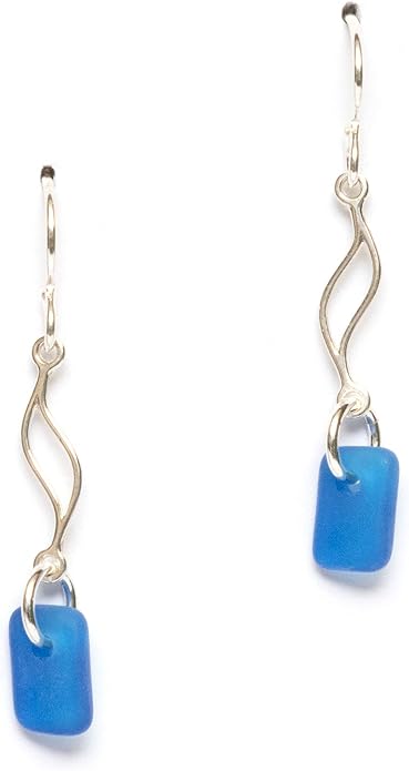 Journey Sea Glass Earrings - Sterling Drop Beach Earrings for Women by EcoSeaCo, using sustainable, recycled and repurposed material. Handmade Jewelry in the USA