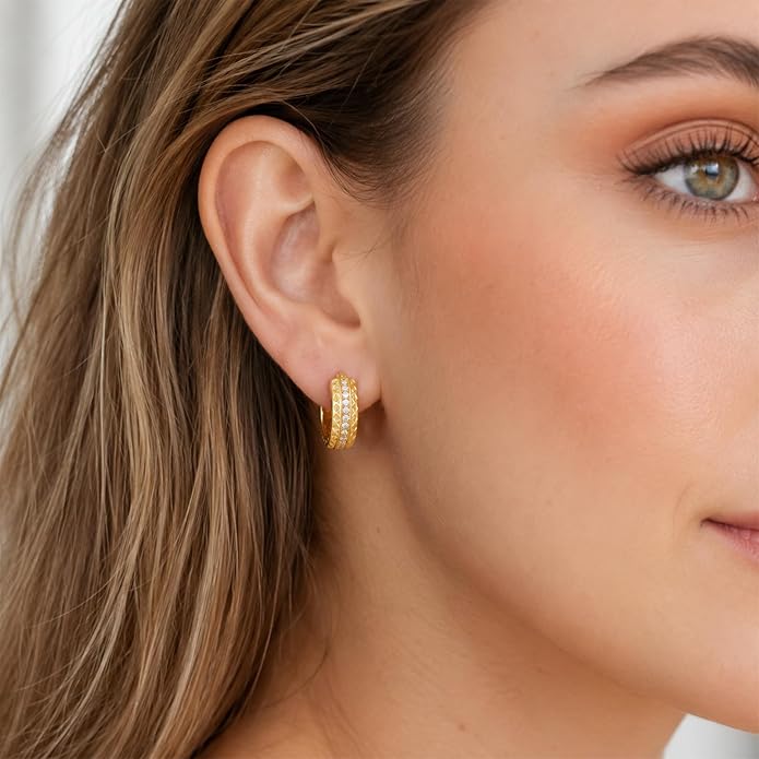 Gold Dainty Hoop Earrings for Women Hypoallergenic Lightweight 14K Gold Huggie Earrings Jewelry Valentines Day Gifts for Wife Girlfriend Her