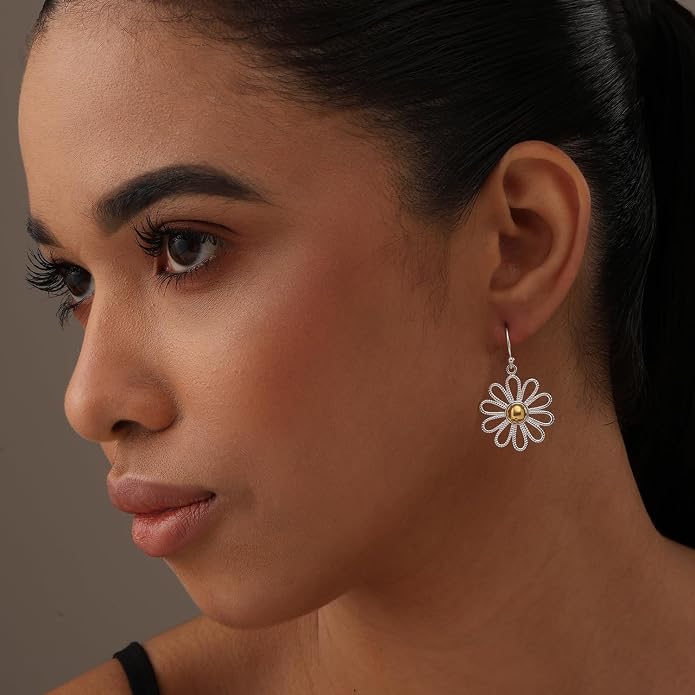 Charmsy 925 Sterling Silver Light-Weight Antique Filigree Teardrop Drop Earrings for Women
