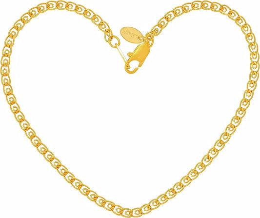 LIFETIME JEWELRY Womens Gold Anklet 2.7mm Open Weave Link Ankle Bracelet 24k Real Gold Plated
