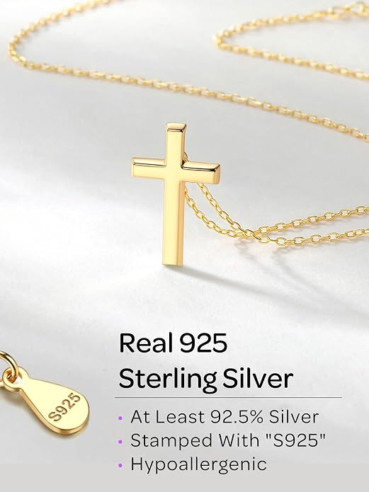 ChicSilver 925 Sterling Silver Cross/Heart/Butterfly/Star/Moon Necklace for Women, Hypoallergenic Dainty Small Silver Pendant Necklaces (with Gift Box)