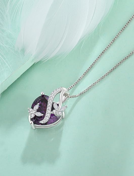 Butterfly Necklaces for Women Sterling Silver Infinity Heart Pendant Birthstone Jewelry Gift with 14k Yellow Gold/Rose Gold Plated