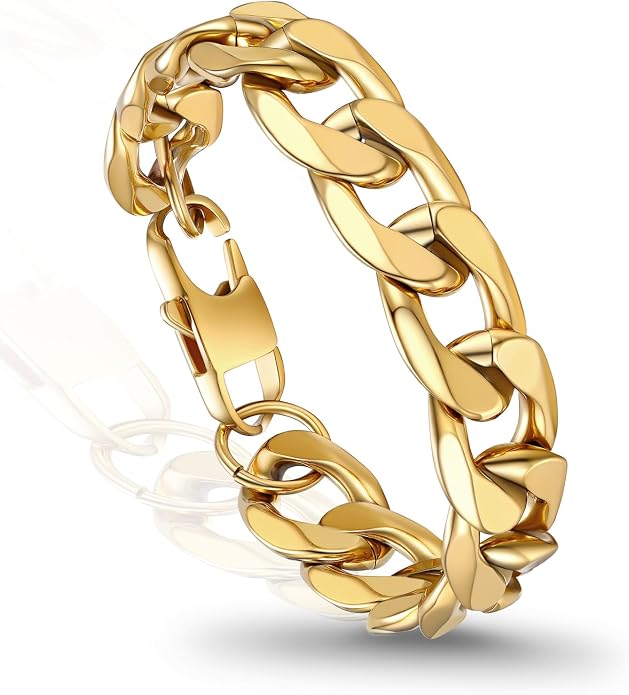 PROSTEEL Silver/Gold/Black Bracelets for Men Figaro Cuban Link, 6mm-13mm Width, 7.5"/8.3"/9" Length, Stainless Steel Mens Bracelet Jewelry with Gift Box