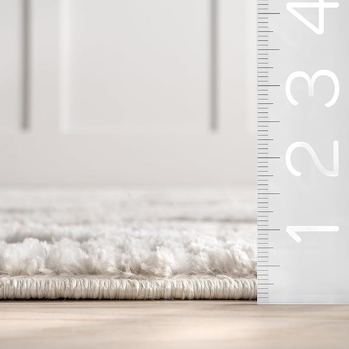 nuLOOM 5x8 Ansley Moroccan Tassel Area Rug, Light Grey, High-Low Textured Bohemian Design, Plush High Pile, Stain Resistant, For Bedroom, Living Room, Hallway, Entryway