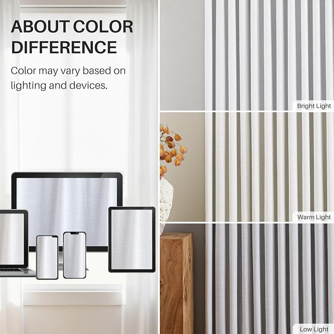 Pinch Pleated Curtains 100% Blackout Linen Curtains 84 Inches Long for Bedroom Living Room, White Memory Trained Thermal Insulated Room Darkening Window Pleat Drapes with Hooks, 2 Panels, 40"Wx84"L