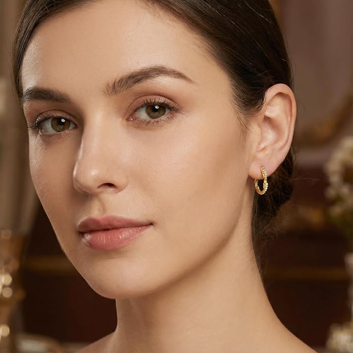 Gold Dainty Hoop Earrings for Women Hypoallergenic Lightweight 14K Gold Huggie Earrings Jewelry Valentines Day Gifts for Wife Girlfriend Her