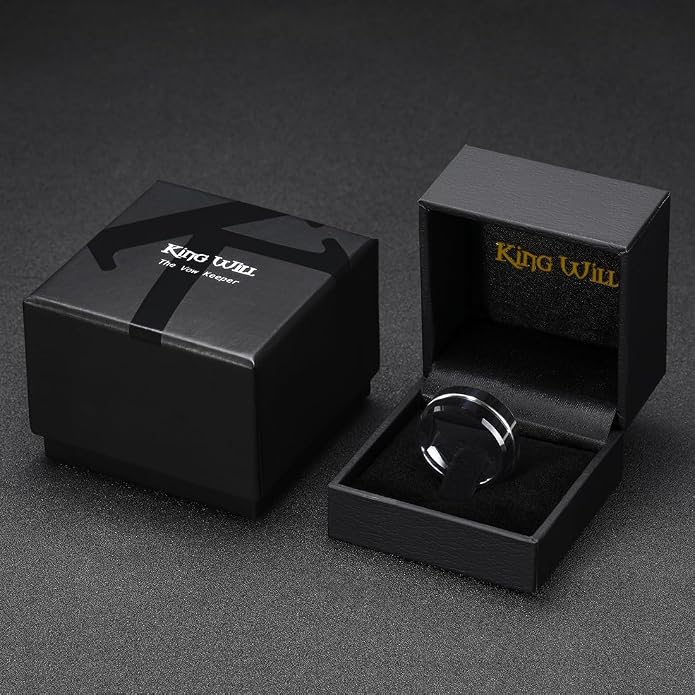 King Will Tungsten Carbide Wedding Band for Men Women-6/8/10mm Width Multicolor Available with Grooved Center Wedding Ring Suitable for Work, Gym Comfort Fit Size 4-16