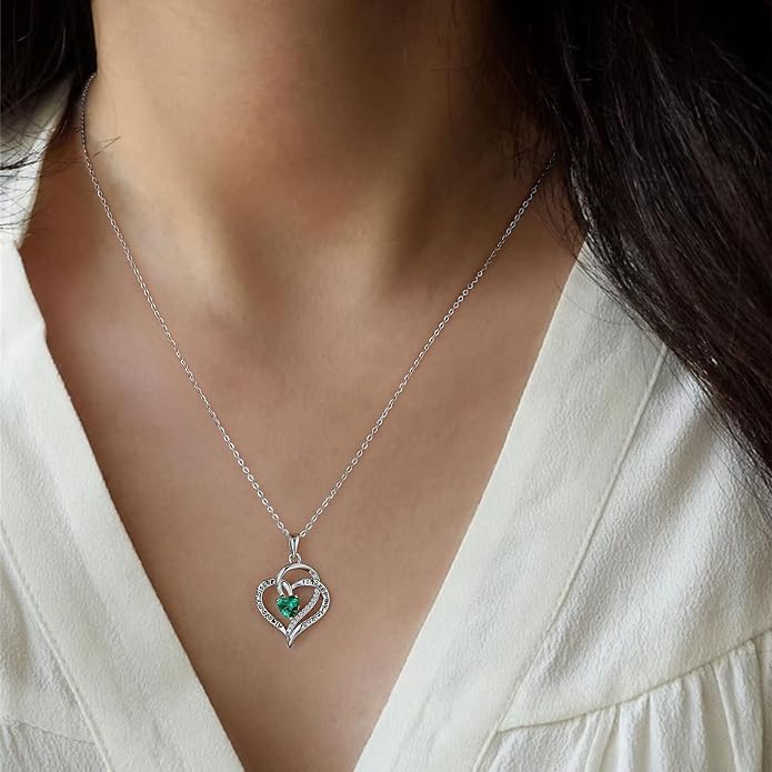 Iefil Gifts for Sister - 925 Sterling Silver Birthstone Necklace Sisters Jewelry
