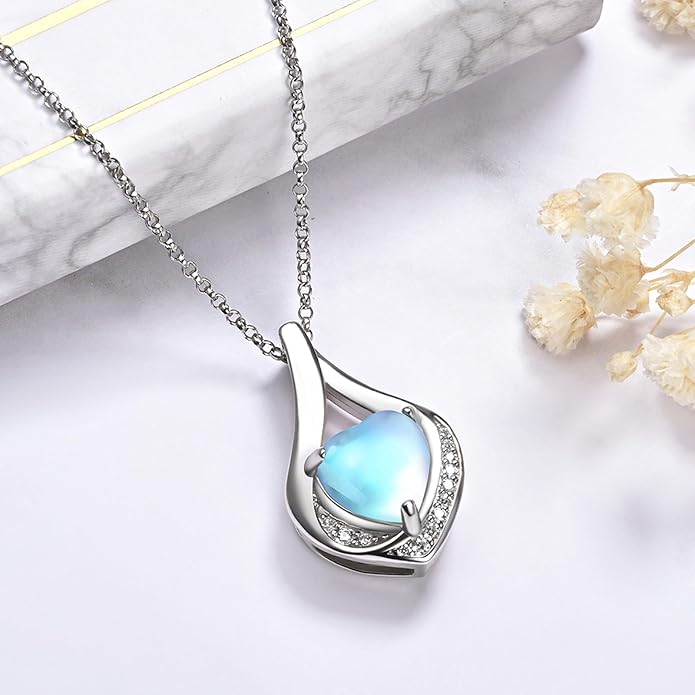 Cremation Jewelry 925 Sterling Silver Teardrop Urn Necklace for Ashes Heart Shape Memorial Keepsake Pendant for Human Ashes for Women Gift