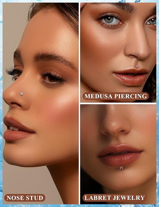 20G 18G 16G Astm F136 Titanium Threadless Flat Back Earrings Nose Studs Tragus Helix Conch Cartilage Lobe Earrings Medusa Labret Snake Bite Monroe Lip Ring Piercing Jewelry For Women Men