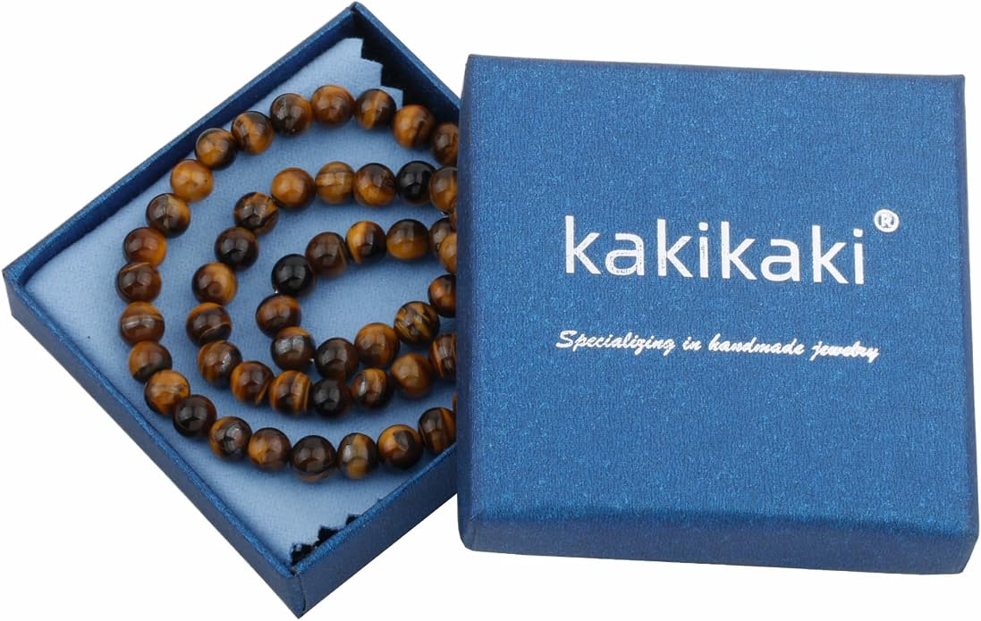 Kakikaki Natural Agate Choker Necklace Sterling Silver Round Beads Strand Necklace for Women