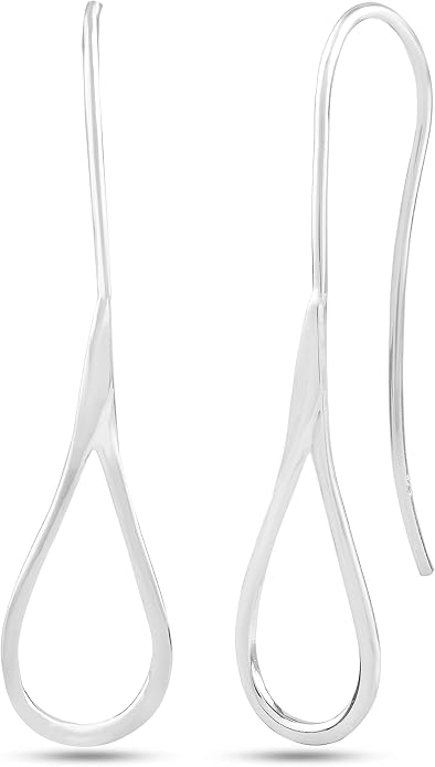LeCalla 925 Sterling Silver Drop Ear Cuffs Earrings | Lightweight Threader Wire Shaped Teardrop Dangle Earring for Women | Hypoallergenic Piercing Gifts for Her