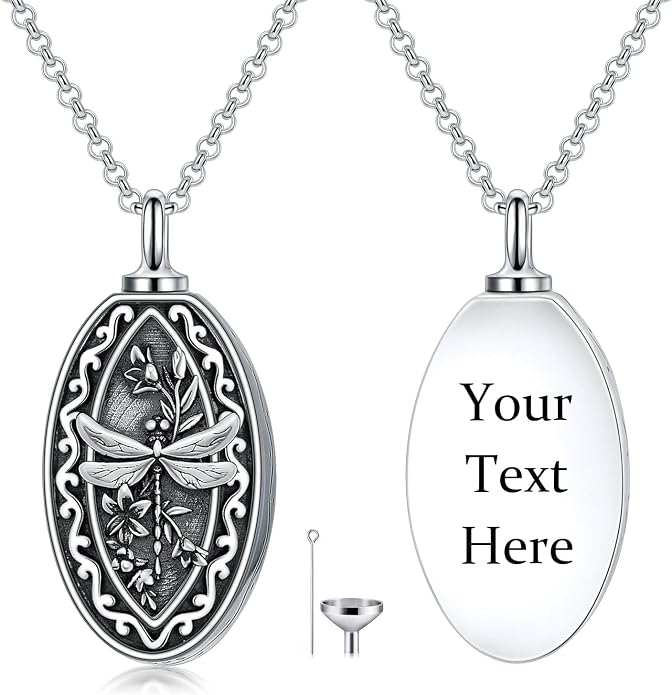 925 Sterling Silver Memorial Jewelry Urn Necklaces for Ashes, Photo Locket Necklace that Holds Picture