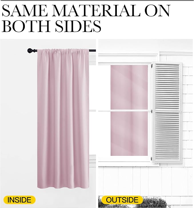 NICETOWN RV Blackout Curtains for Camper Windows, Baby Pink, 29" Wide by 50" Long, 2 PCs, Short Blackout Curtains & Drapes, Thermal Insulated Blackout Curtain Panels for Kids Room, Play Room