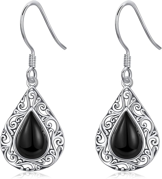 Silver Earrings for Women Sterling Silver Filigree Earrings Teardrop Dangle Drop Filigree Jewelry Gift for Women Mother Mom