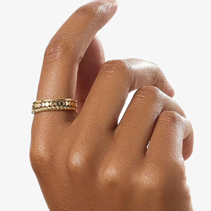 14K Gold Filled Rings for Women, Dainty Stacking Rings for Women, Thin Gold Band Ring Plain Statement Ring Comfort Fit Size 6-10