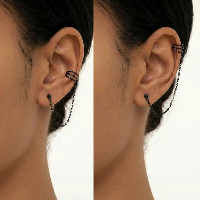 SLUYNZ 925 Sterling Silver Cuff Earrings Chain for Women Crawler Earrings Studs