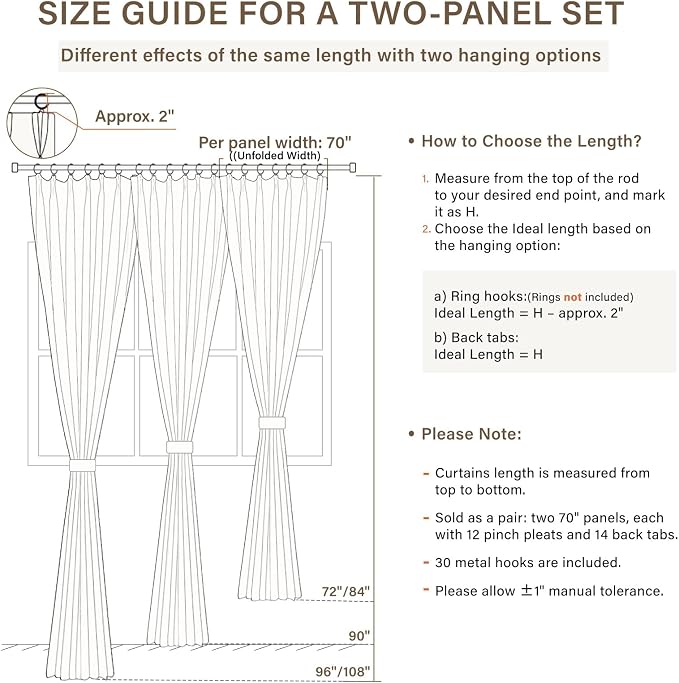 CAPALOCA Burlywood Birch Linen Pinch Pleated Curtains for Sliding Glass Door, 100% Blackout Extra Wide Curtains 90 Inch Long, Thermal Insulated Drapes for Living Room, 70" W x 90" L, 2 Panels