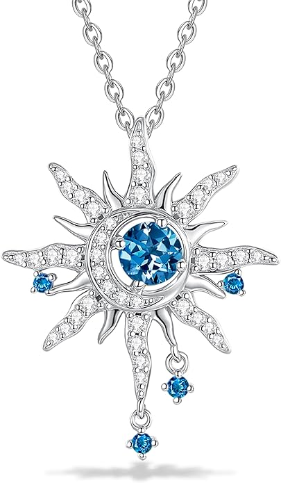 FANCIME Soluna Nexus Necklace for Women Sterling Silver Moon Jewelry Sun Pendant Fine Jewelry Gemstone Birthday Mothers Day Gifts for Wife