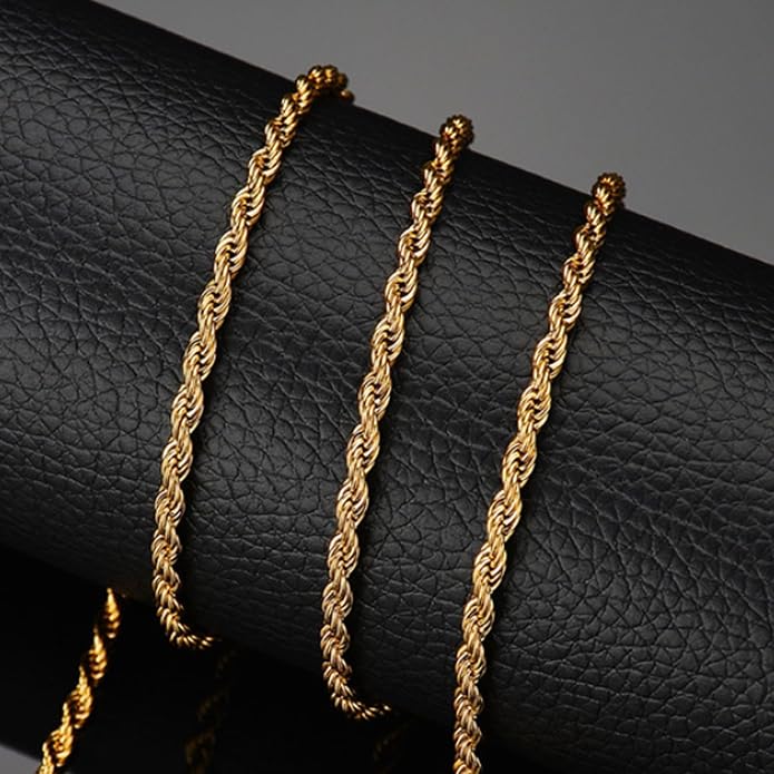 Gold Herringbone Necklace For Women - Rope Chork,Flat Snake Chain Necklaces in 18K Gold & White Gold Plated Tone - Simple Daily Jewelry-Tarnish Free-16-18in