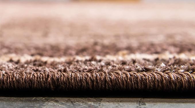 Unique Loom Autumn Collection Modern Contemporary Casual Abstract Area Rug (Brown/ Beige Border, 8 x 10 ft Rectangular)