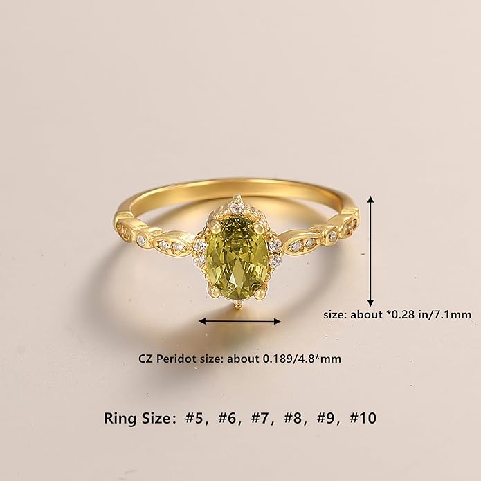 Halo Eternity Band Ring for Women 925 Sterling Silver Peridot Crystal Birthstone Stackable Rings 14k Plated Olivine Green Cubic Zirconia Engagement Ring to Daughter Mother Wedding Graduation Jewelry Gift