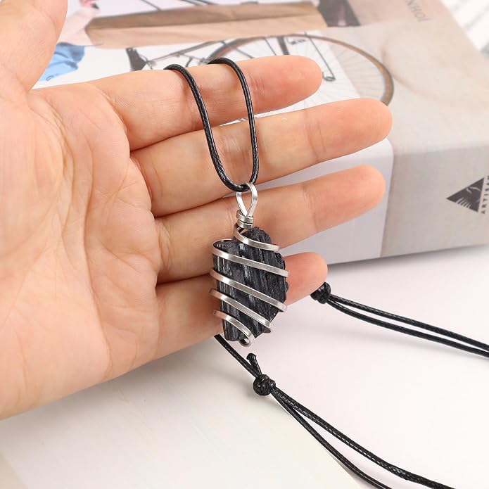 Natural Gemstone Pendant Necklace For Men & Women Spiritual Jewelry Wire Wrapped Gemstone Chakra Necklaces Real Stones For Him & Her