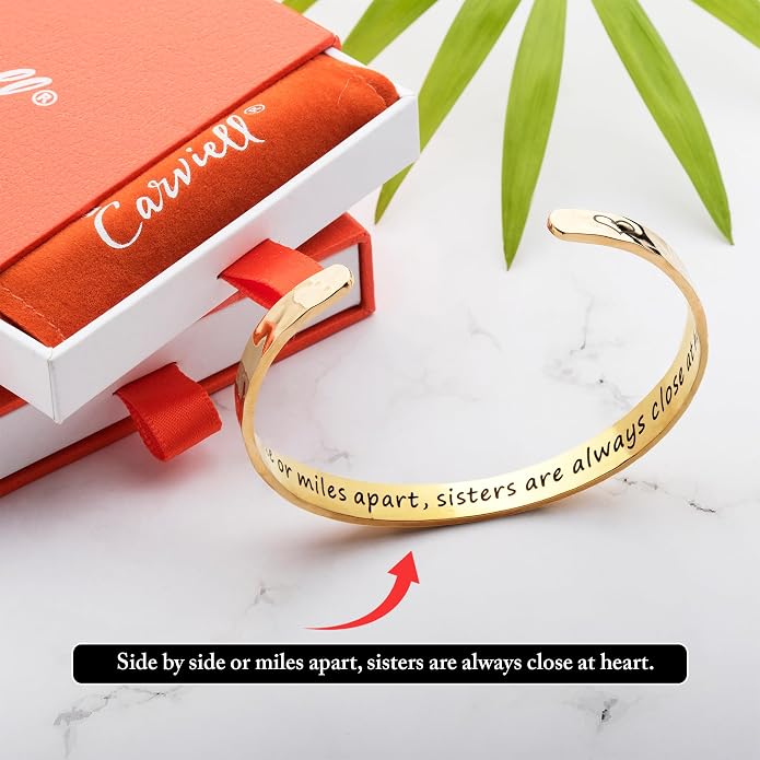 Carviell Bracelet - Gifts for Women – Inspirational, Friendship, Love, Mom, Daughter, Sister, Christian, Graduation, Memorial & Wedding Gifts – 100+ Phrases – Stainless Steel, Gift-Ready