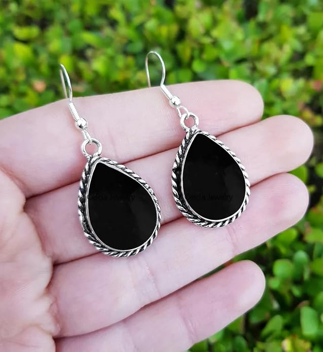 Pure 925 Sterling Silver Dangle Drop Earrings for Women, Pear Gemstone Handcrafted Earrings for Women & Girl ('Amethyst)