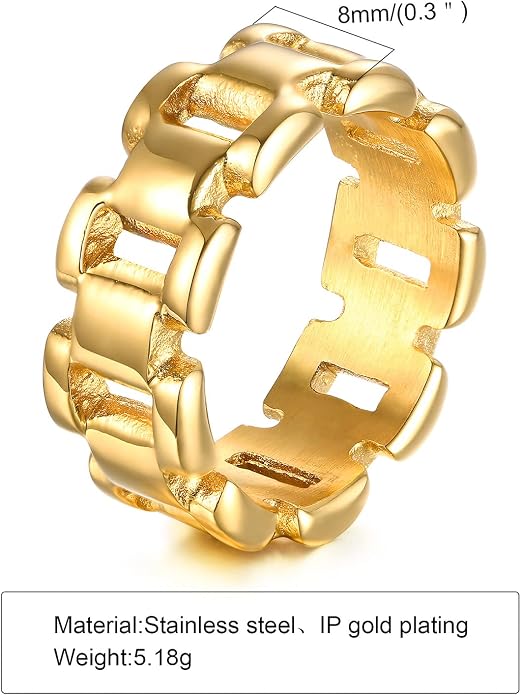 VNOX Gold Thumb Rings for Women 丨 14k Gold Plated Stainless Steel Chunky Statement Rings Link Band Ring Stackable Rings Chunky Signet Ring for Womens Jewelry Trendy
