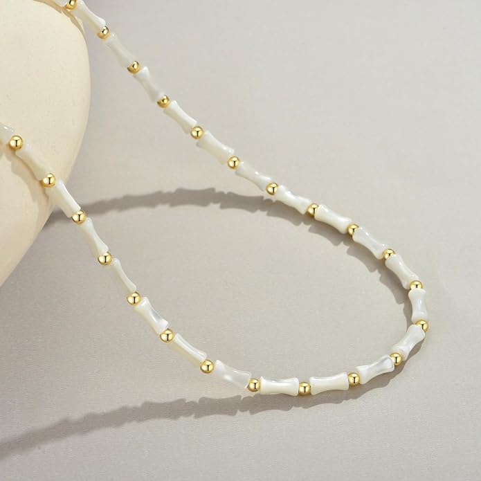 Natural Freshwater Baroque Pearl Necklace 14K Gold Plated Dainty Choker Necklace for Women Girls Snake Chain/Cuban Link/Paperclip/Ball Beaded Chain/Tennis Chain Fashion Jewelry for Gift