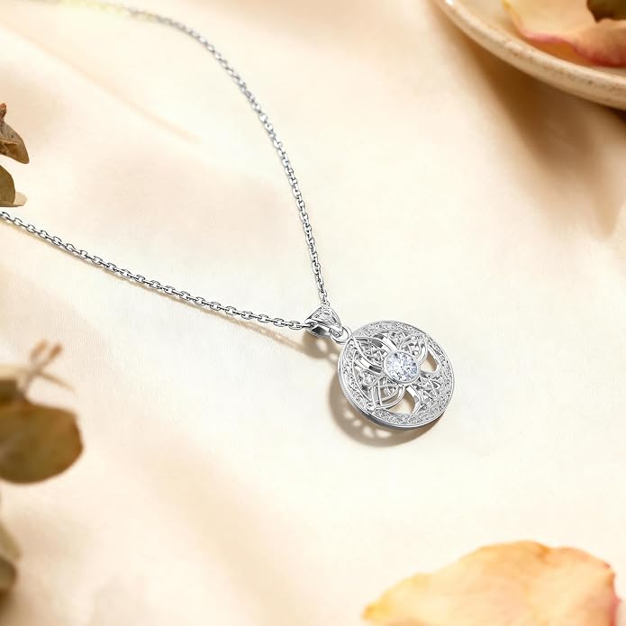 Birthstone Tree of Life Necklace for Women: 925 Sterling Silver Celtic Knot Pendant, Family Jewelry Gift for Mom Daughter Birthday Mother’s Day