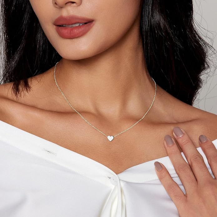 HERIER Cute Heart Necklace Dainty 18k Gold Plated Tiny Heart Pendant Choker Necklaces Small Gold Love Open Heart Chain Necklace for Women Simple Gold Necklace for Women Trendy Jewelry