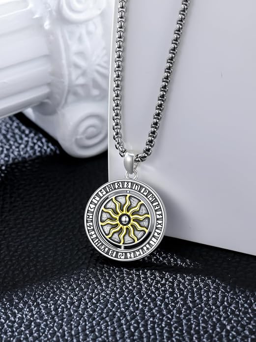 Viking Necklace for Men Women 925 Sterling Silver Norse Jewelry Fathers Mothers Day Anniversary Birthday Gifts for Mom Dad Husband Brother (with Gift Box)