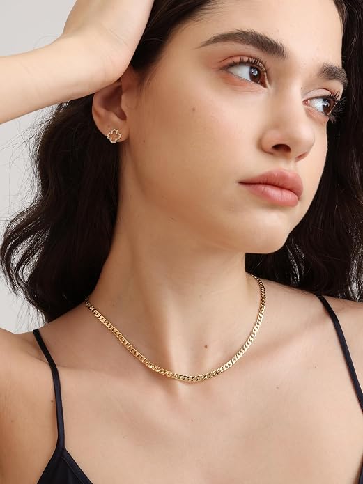 FRUMOS Gold Plated Necklace for Women, Dainty Layered Chain Necklace, Fashion Jewelry for Daily Wear