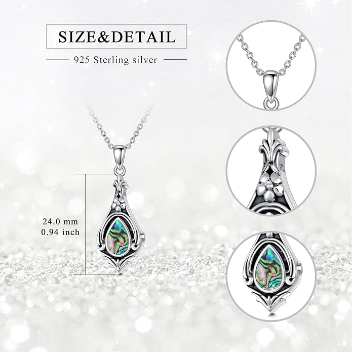 Seiyang Urn Necklace for Ashes 925 Sterling Silver with Birthstone Cremation Jewelry Keepsake Ashes Pendant Necklace Memorial Jewelry for Women Loved One