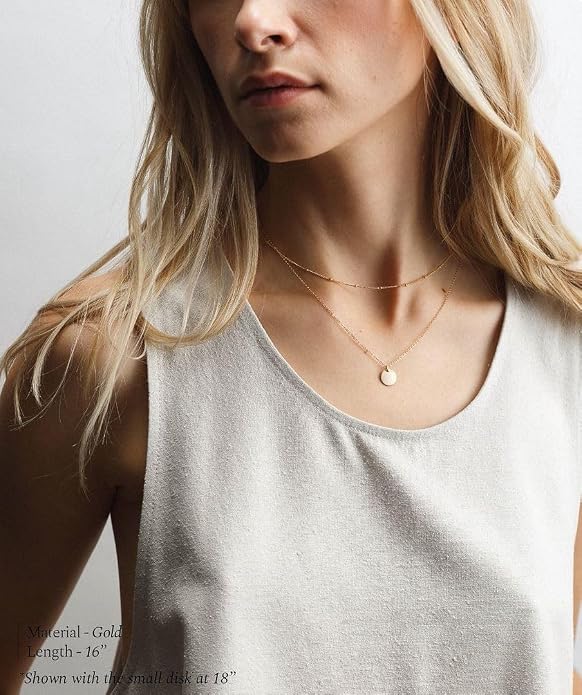 Adabele Solid 925 Sterling Silver Gold Filled White Gold Satellite Bead Station Chain Necklace Cute Dainty Thin Tarnish Resistant Hypoallgeneric Women Neck Jewelry