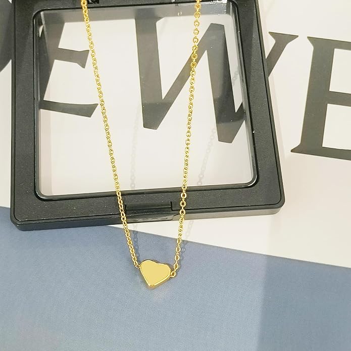 HERIER Cute Heart Necklace Dainty 18k Gold Plated Tiny Heart Pendant Choker Necklaces Small Gold Love Open Heart Chain Necklace for Women Simple Gold Necklace for Women Trendy Jewelry