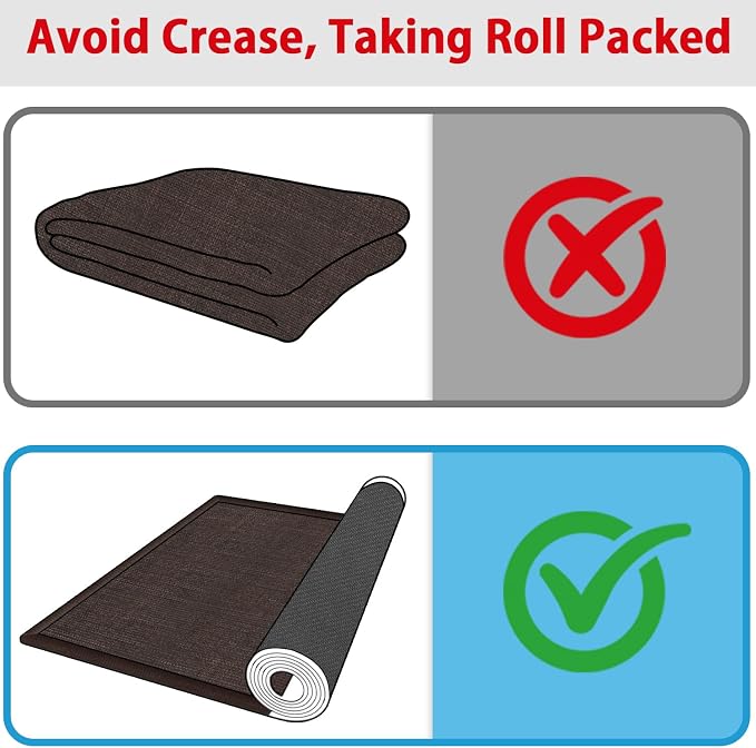 GOYLSER Jute Runner Rug Non Slip Washable, 20 ft Rubber Backed Absorbent Laundry Rugs Laundry Room Runner, Deep Brown Long Hallway Rug