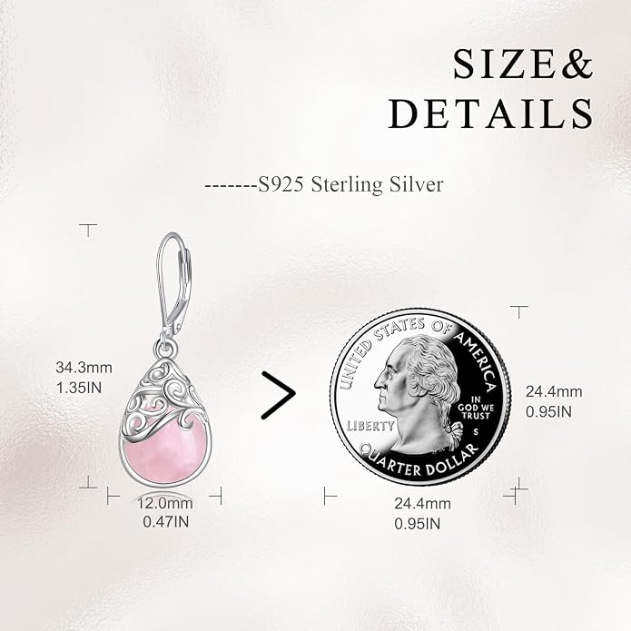 925 Sterling Silver Leverback Earrings Vintage Filigree Dangle Drop Earrings Jewelry Birthday Gifts for Women