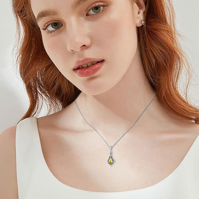 Seiyang Urn Necklace for Ashes 925 Sterling Silver with Birthstone Cremation Jewelry Keepsake Ashes Pendant Necklace Memorial Jewelry for Women Loved One