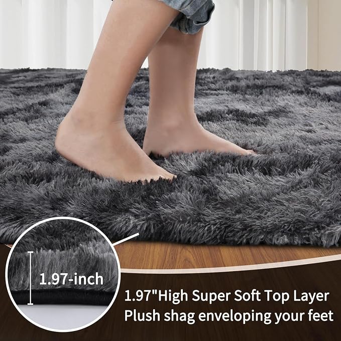 Sour Lemon 8x10 Area Rugs for Bedroom Living Room, Large Fluffy Shag Grey | Shaggy Carpet,Soft Plush Furry Bedside Rugs,Anti Slip,Washable Area Modern Rugs Floor Mat for Kids Girls Boys Living Room