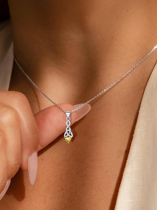 ChicSilver Bow and Cat Birthstone Necklace, 925 Sterling Silver Pendant Necklaces for Women, Hypoallergenic Silver Choker with 16 inch Rolo Chain, 12 Months Jewelry for Valentines Mothers Day Christmas
