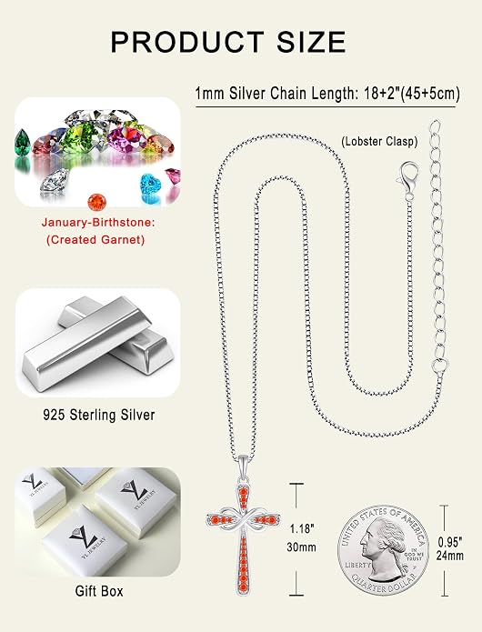 YL 925 Sterling Silver Cross Necklace for Women Halo Infinity Pendant Cubic Zirconia Jewelry for Mom