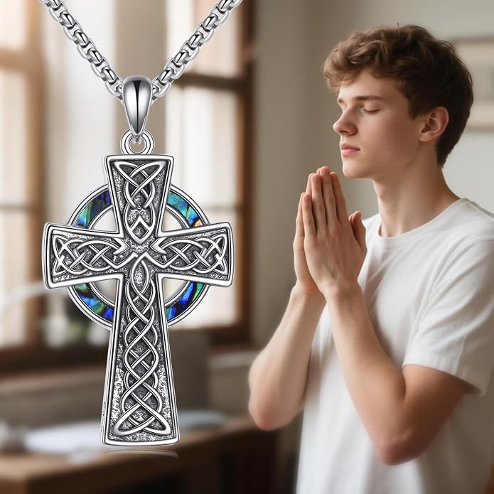 Cross Necklace 925 Sterling Silver Cross Faith Pendant Christian Jewelry Gifts for Women Men