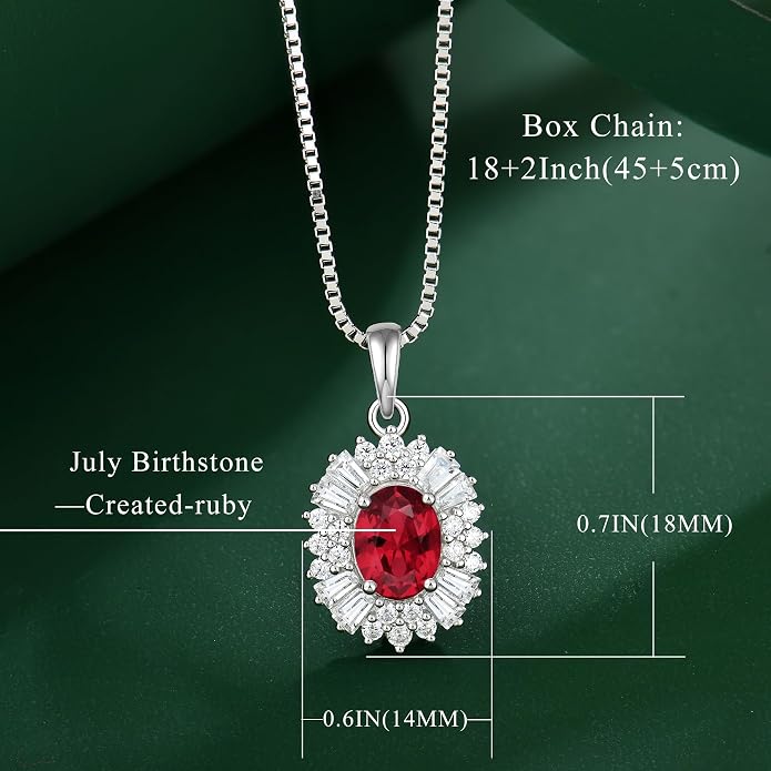 Birthstone Necklace 925 Sterling Silver Oval 5A Cubic Zirconia Pendant Necklace Jewelry Birthday Gifts for Women