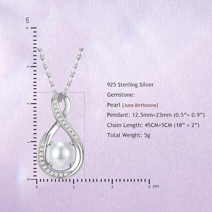 925 Sterling Silver Birthstone Necklace for Women Infinity Necklaces Birthday Anniversary Fine Jewelry Gifts for Mother Women, Adjustable Chain