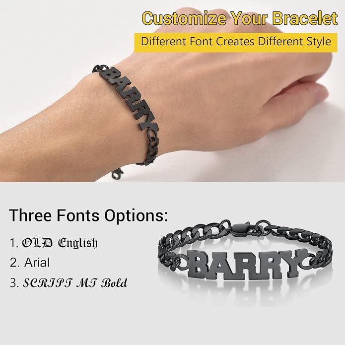 PROSTEEL Silver/Gold/Black Bracelets for Men Figaro Cuban Link, 6mm-13mm Width, 7.5"/8.3"/9" Length, Stainless Steel Mens Bracelet Jewelry with Gift Box